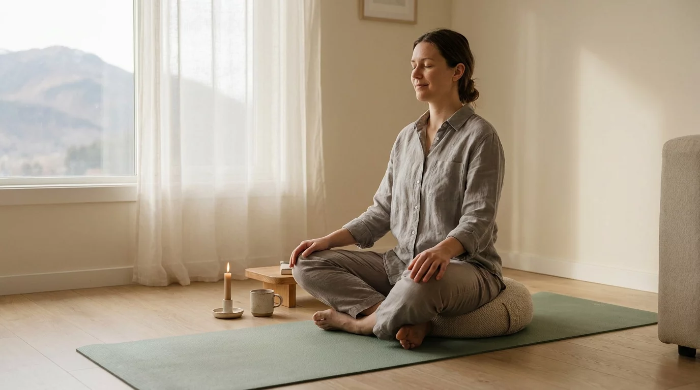 Personne pratiquant exercice de respiration pour calmer anxiete